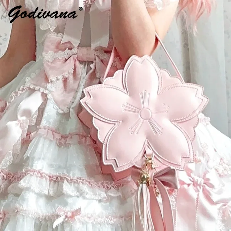original rose sakura sac doux fille femmes sakura forme cuir fourre-tout sac à main fée lolita bandoulière sacs à dos