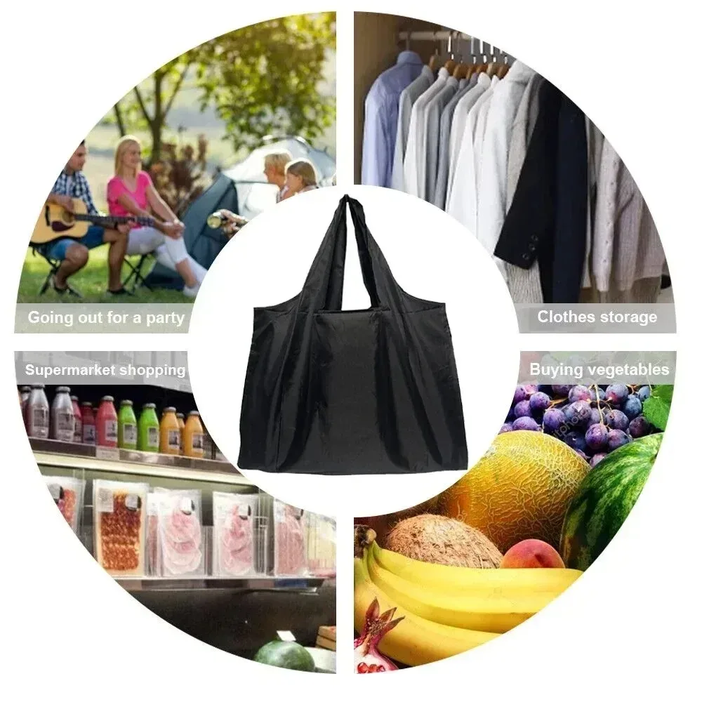sacs de courses réutilisables extra larges, lavables, en nylon résistant, pliables, imperméables, écologiques, sacs de voyage, pochette de rangement