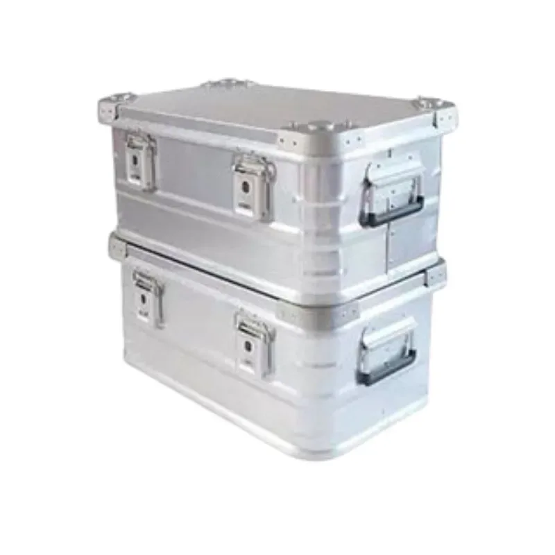 boîte de rangement en aluminium de grande capacité, valise d'équipement de camping étanche en plein air, boîte à outils portable en métal pour coffre de camping