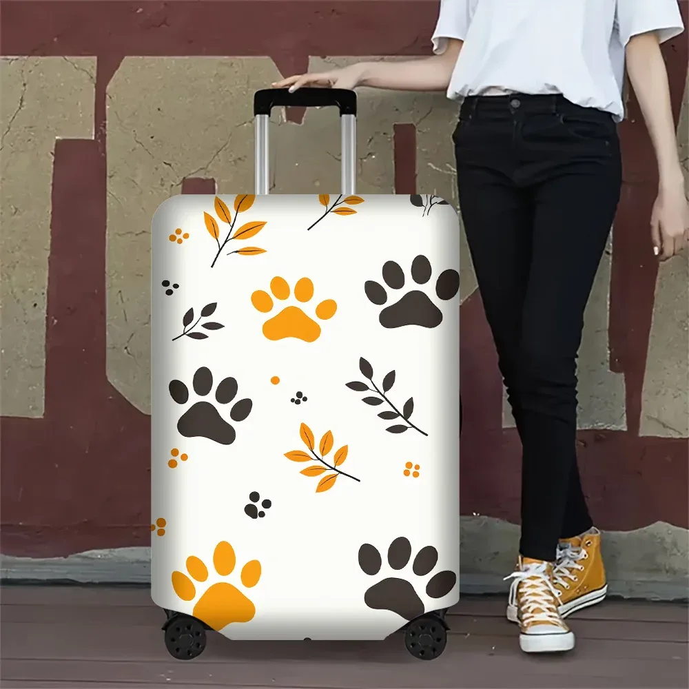 1 housse de bagage à motif de patte d'animal et de feuille. convient aux valises de 18 à 32 pouces ; protège efficacement vos bagages
