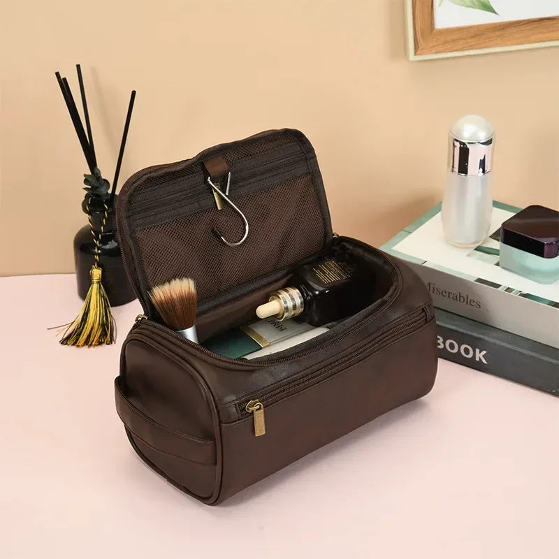 trousse de toilette de luxe vintage pour hommes, trousse de voyage nécessaire pour affaires, étuis de maquillage cosmétiques, organisateur de rangement suspendu, sacs de lavage