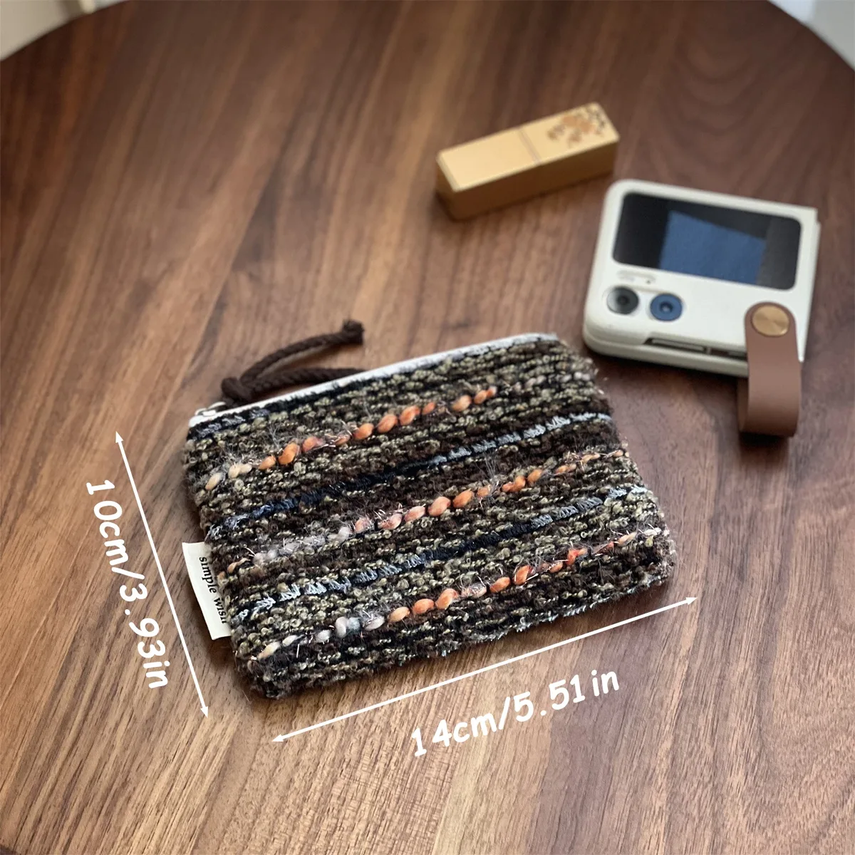 mini sac à cosmétiques rétro à carreaux et rayures, organisateur de maquillage, pochette à cosmétiques élégante, sac de rangement polyvalent d'hiver pour femmes