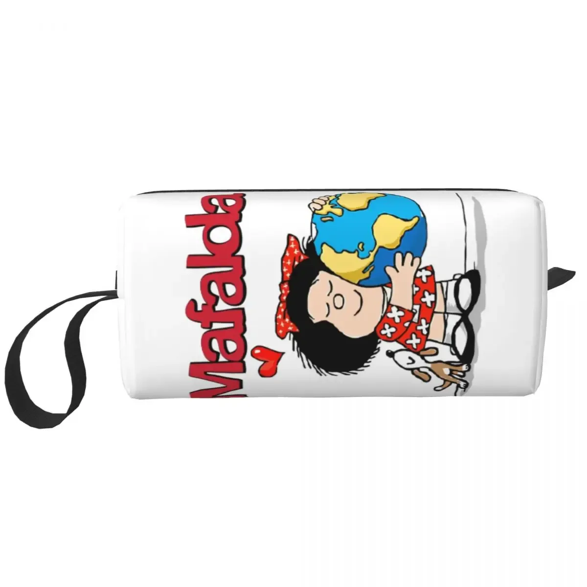 sac de maquillage personnalisé mafalda ballon coeur femmes voyage organisateur cosmétique mode quino manga dessin animé stockage trousses de toilette