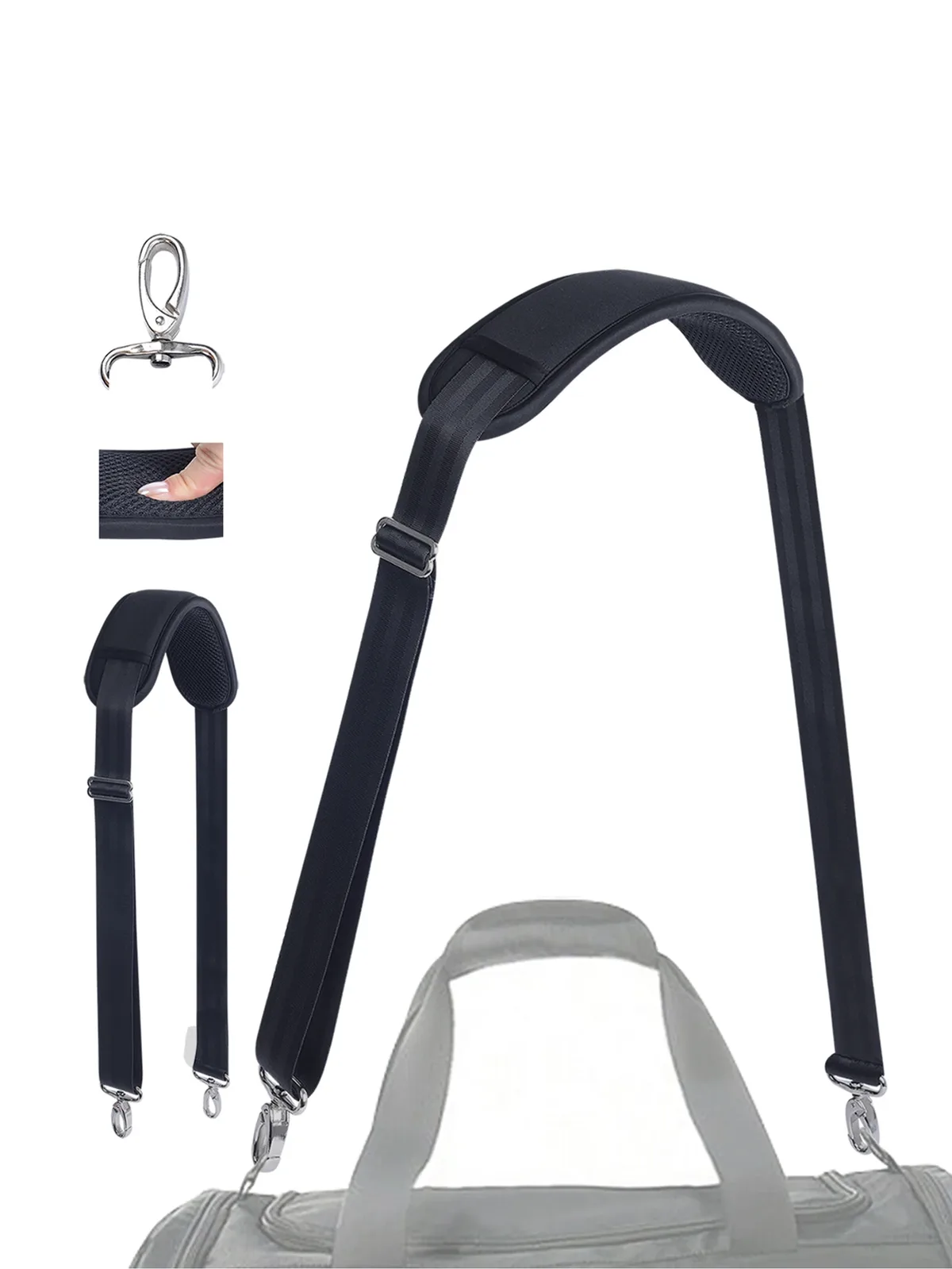 bandoulière épaulière amovible sangle de sac de remplacement universelle avec crochets en métal pour porte-documents à bagages.