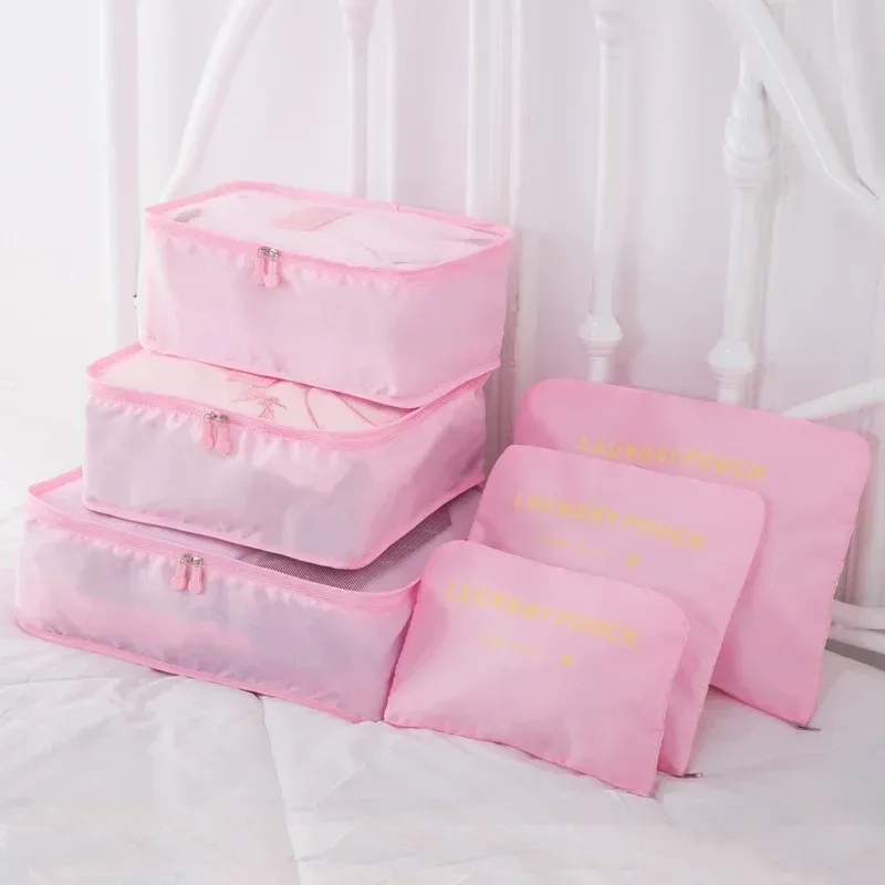 sac de rangement de voyage pour vêtements, ensemble de 6 pièces, pour garde-robe, valise en poudre, étui pour chaussures, cube d'emballage