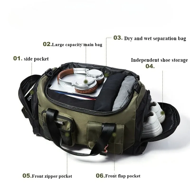 sac à dos de voyage pour hommes, grande capacité, randonnée, multifonction, pour ordinateur portable, polochon, séparation sèche et humide, sac de sport pour hommes