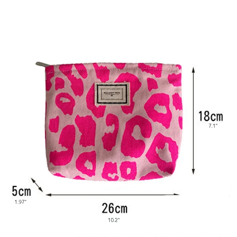 sac à cosmétiques imprimé léopard rose pour femmes, petite pochette rétro pour dames, sacs à main de voyage, sacs de rangement pour crayons d'écolière
