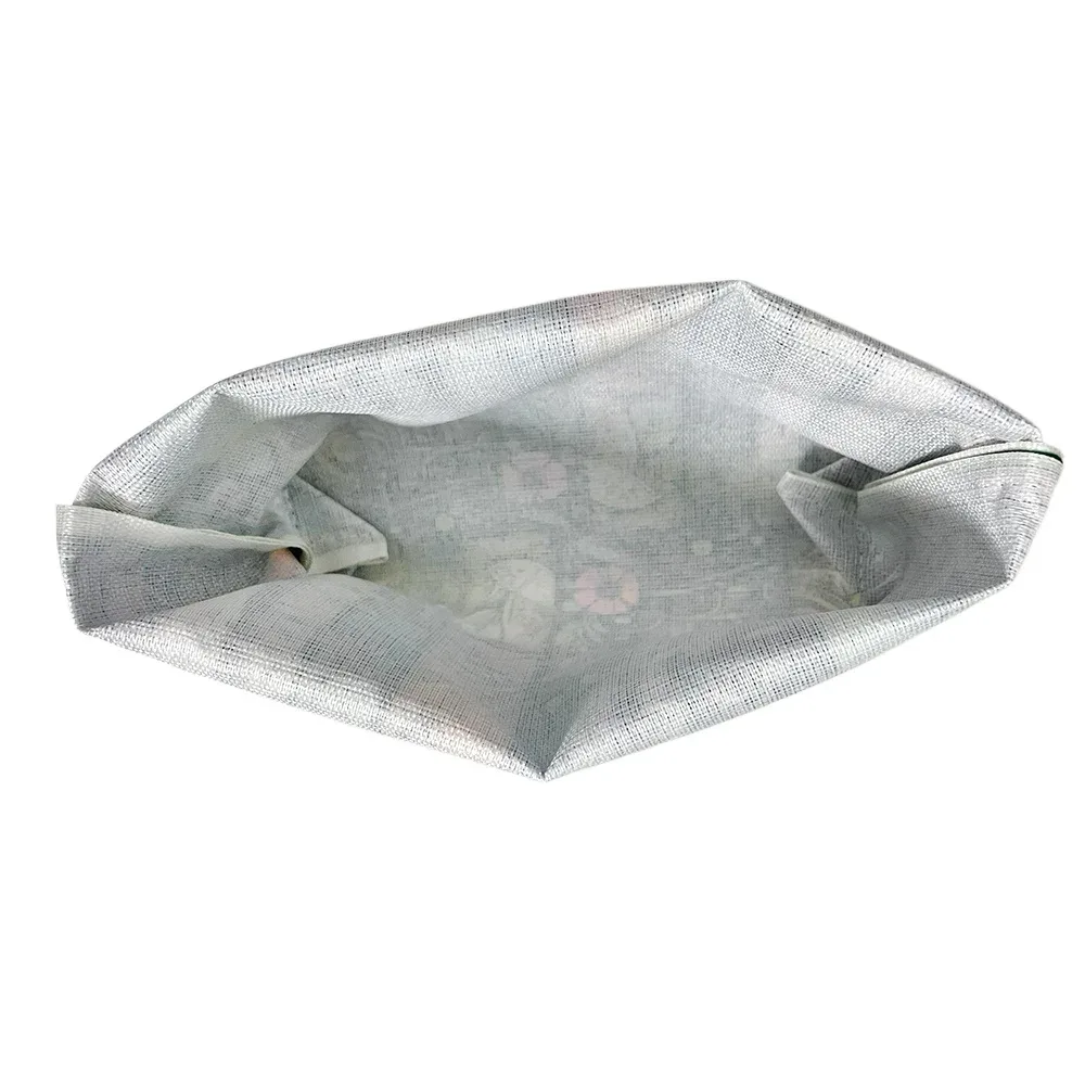 machine à coudre vintage avec décoration florale, sac de maquillage pliable léger avec fermeture éclair, pochette de rangement portable, trousse de beauté