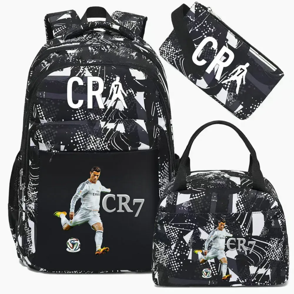 sac à dos pour ordinateur portable cr7, pour femmes et hommes, sacs à dos décontractés pour le sport et le football, sac à dos oxford pour femmes, sac d'école pour hommes, sac de voyage, mochilas 3 pièces