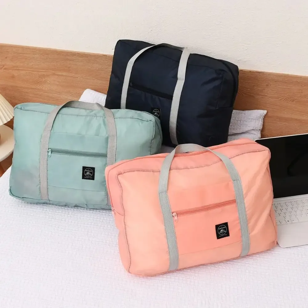 sac à main de voyage en polyester durable, couleur unie, étanche, bagage à main, sac à bandoulière pliable de grande capacité, sac de sport pour femmes et hommes