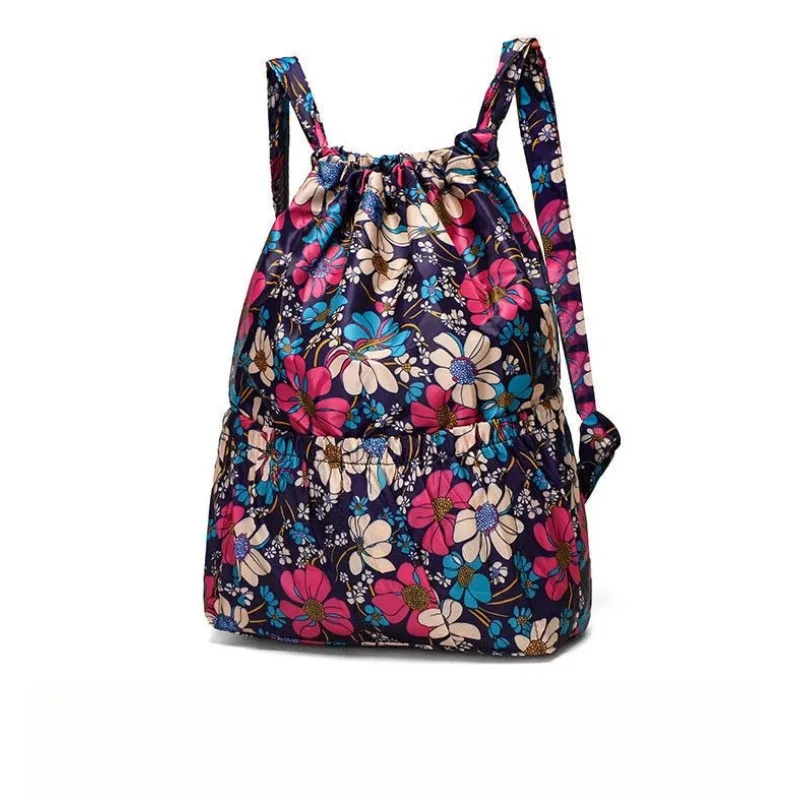 sac à dos de sport de plein air léger de grande capacité, sac à dos polyvalent en nylon avec cordon de serrage pour femmes