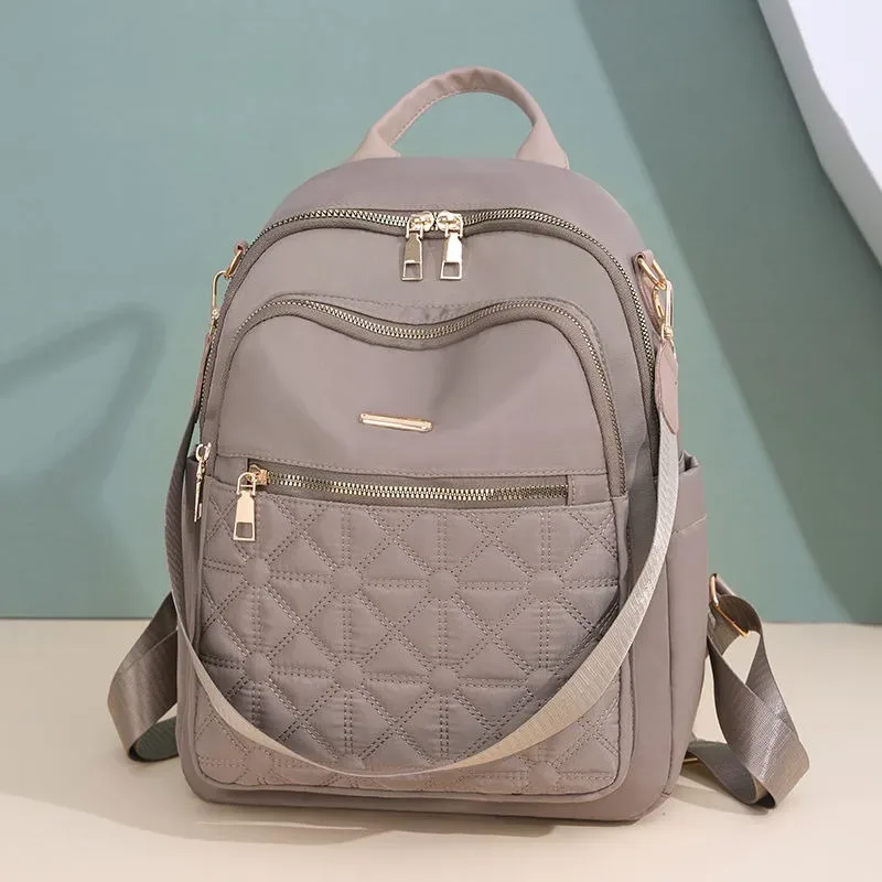 sac à dos en nylon léger pour femme, sac à dos simple polyvalent, sac de voyage pour femme, design de luxe, tendance décontractée, monochrome, nouvelle mode, 2025