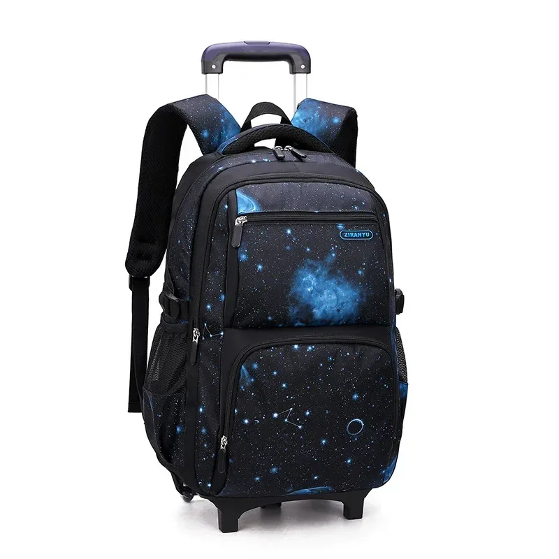 sac d'école enfants sac à dos roulant pour garçon sac à dos à roulettes sac d'école avec roues chariot bookbag bagage à main avec sac à déjeuner