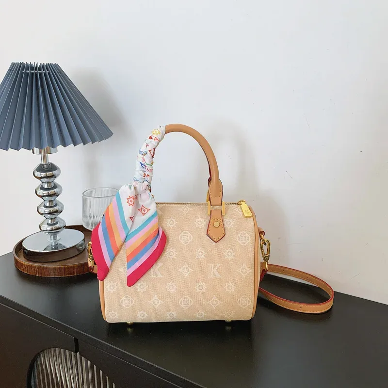 nouveau sac boston imprimé pour femme – sac à bandoulière polyvalent en cuir pu souple – sac à main quotidien
