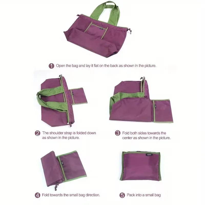 sac fourre-tout pliable de grande capacité pour épicerie, salle de sport, voyage – fermeture légère à cordon avec impression géométrique