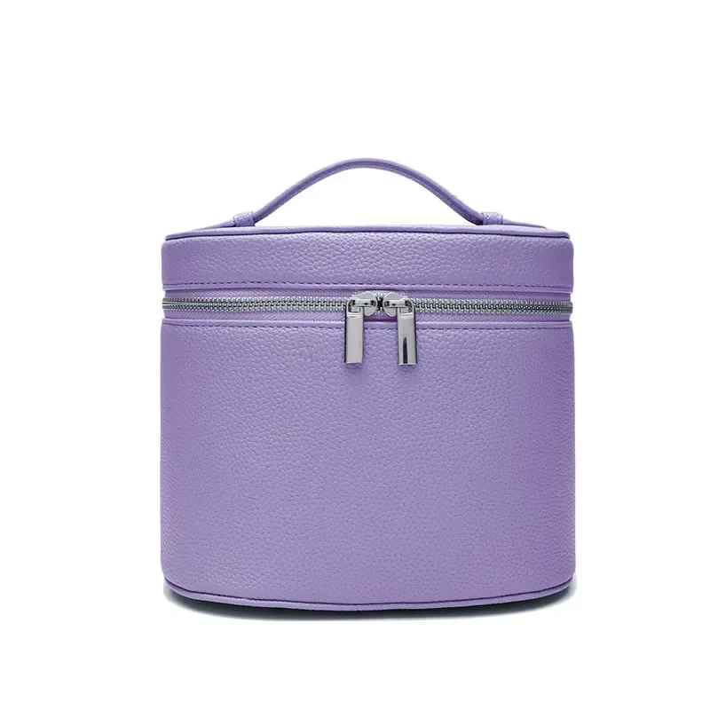 sac de rangement de voyage portable avec nom personnalisable, sac à cosmétiques amovible avec compartiment de lavage séparé en cuir de galets