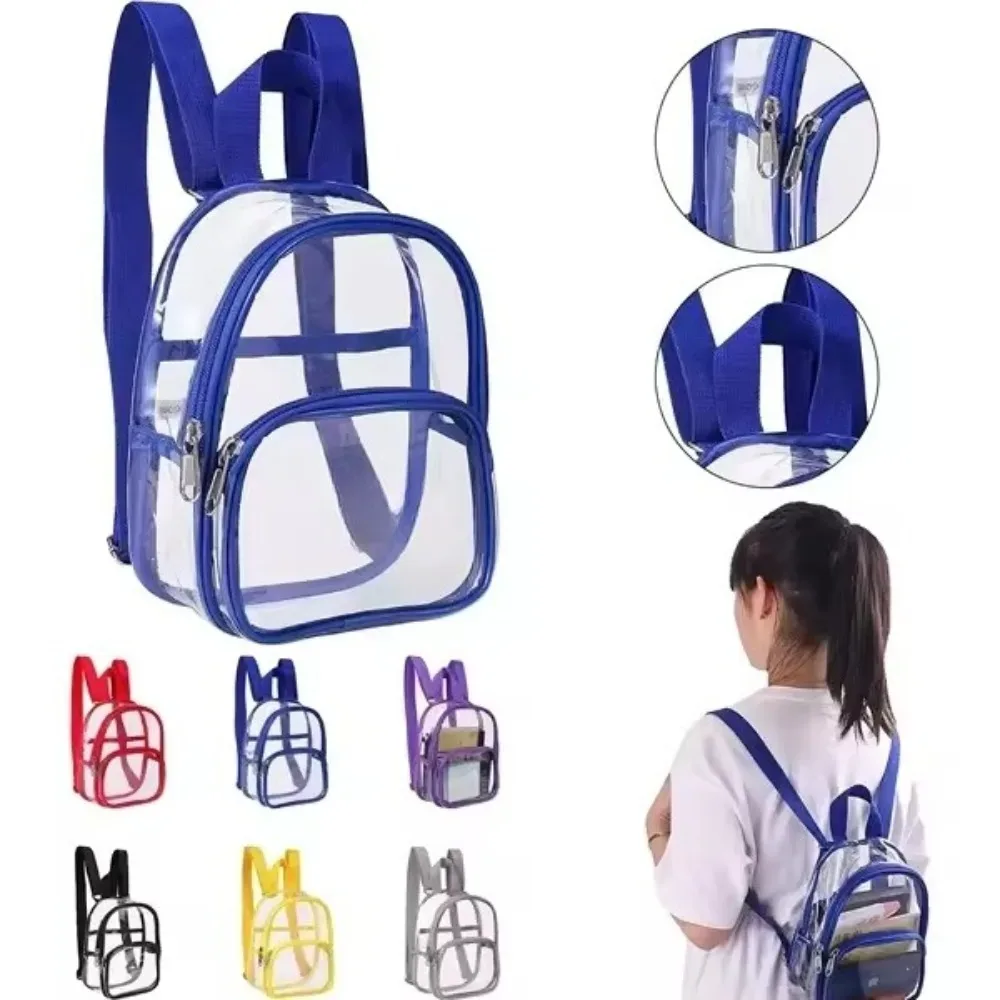 Mini sac à dos transparent en PVC, sac de rangement étanche, pochette de toilette de voyage décontractée, organisateur de papeterie portable pour étudiants