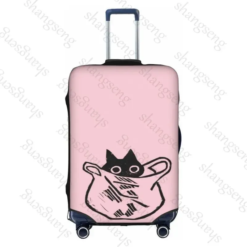 housse de protection élastique épaisse pour bagages, chat noir de dessin animé mignon, combinaison à fermeture éclair pour sac de 18 à 32 pouces, housse de chariot pour valise de voyage