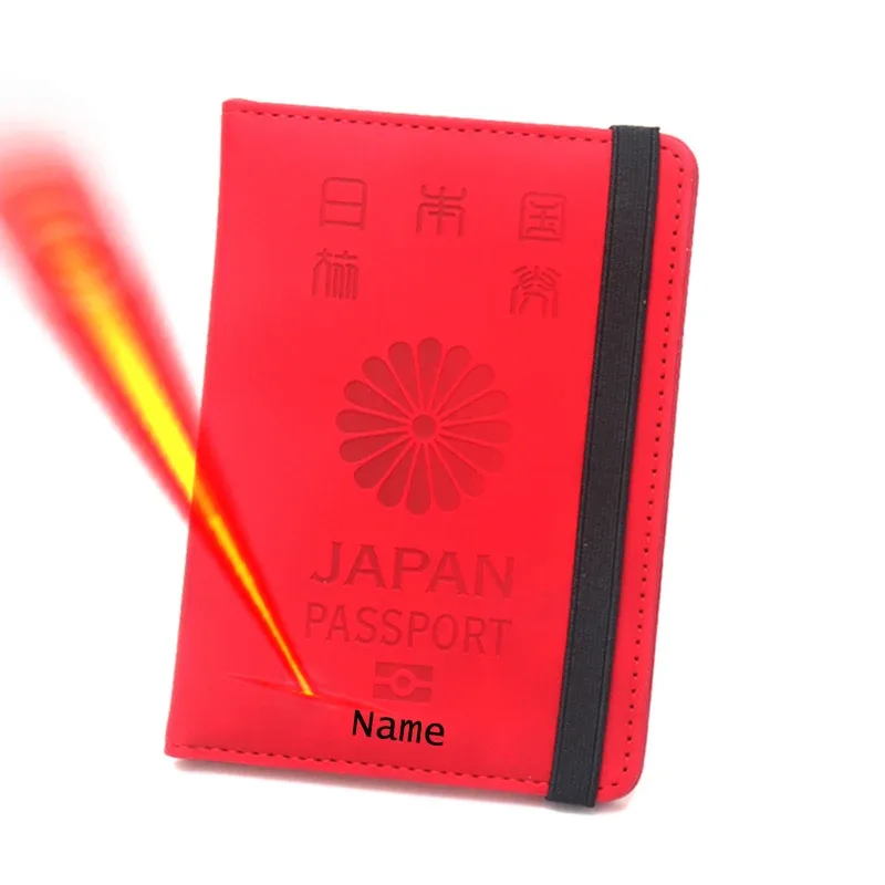 couverture de passeport japonaise personnalisée avec noms, étui de protection, porte-passeport japonais, cadeaux personnalisés