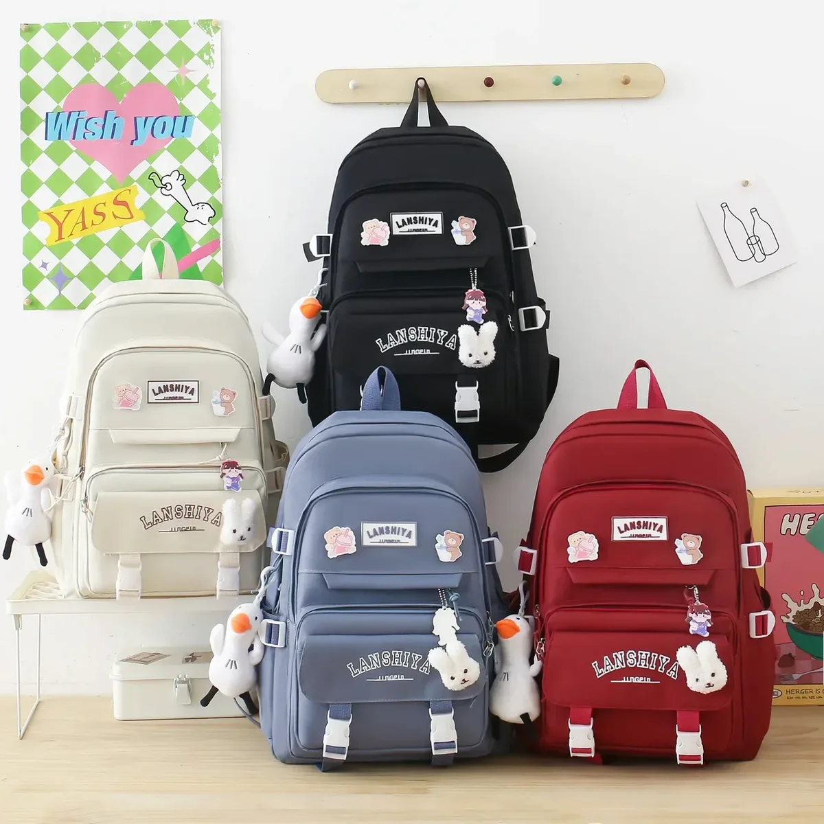 forêt japonais coréen harajuku étudiant sac à dos lycée femme grande capacité mode loisirs voyage nouveau style pendentif gratuit