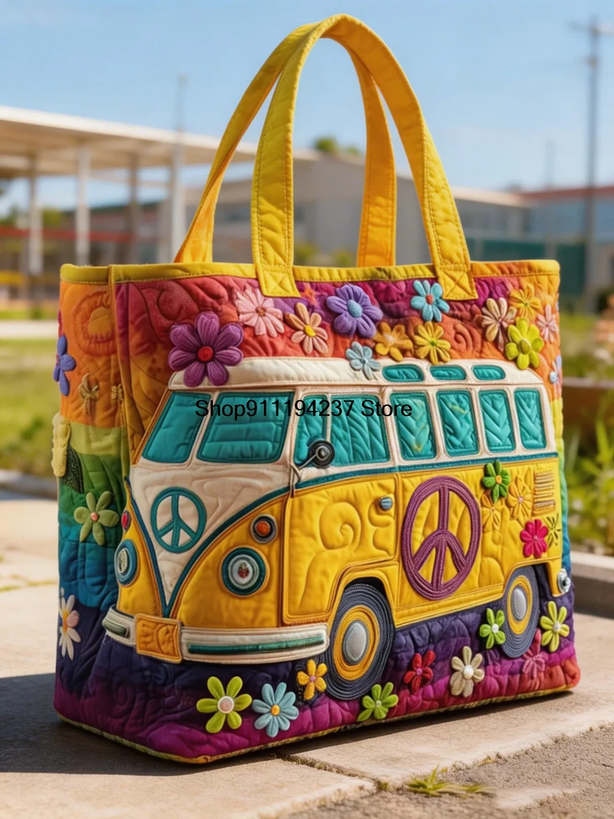 sac fourre-tout matelassé 3d butterfly hippie van