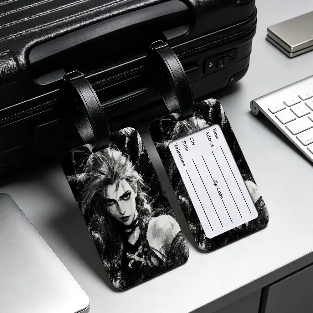 étiquette de bagage en pvc anime a-arcane avec carte d'information, étiquette anti-perte pour valise, sac à dos, accessoire de voyage