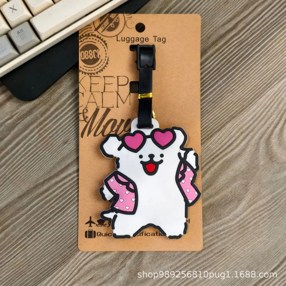 étiquette de bagage d88ck motif chien de dessin animé en pvc souple, pendentif de valise de voyage, accessoire d'identification de bagages