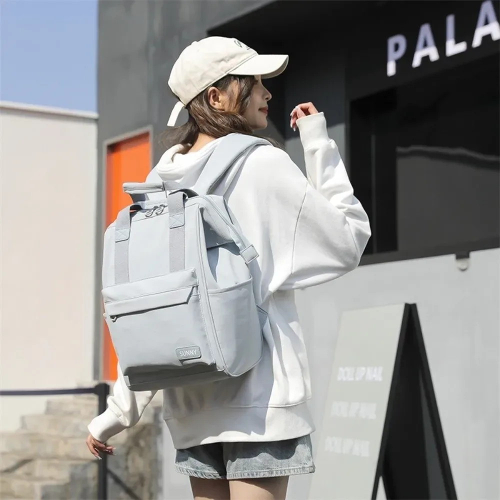 Sac à dos à bandoulière de couleur unie, grande capacité, résistant à l'usure, pour ordinateur portable de voyage, tissu Oxford, multi-poches, sac d'école pour étudiants