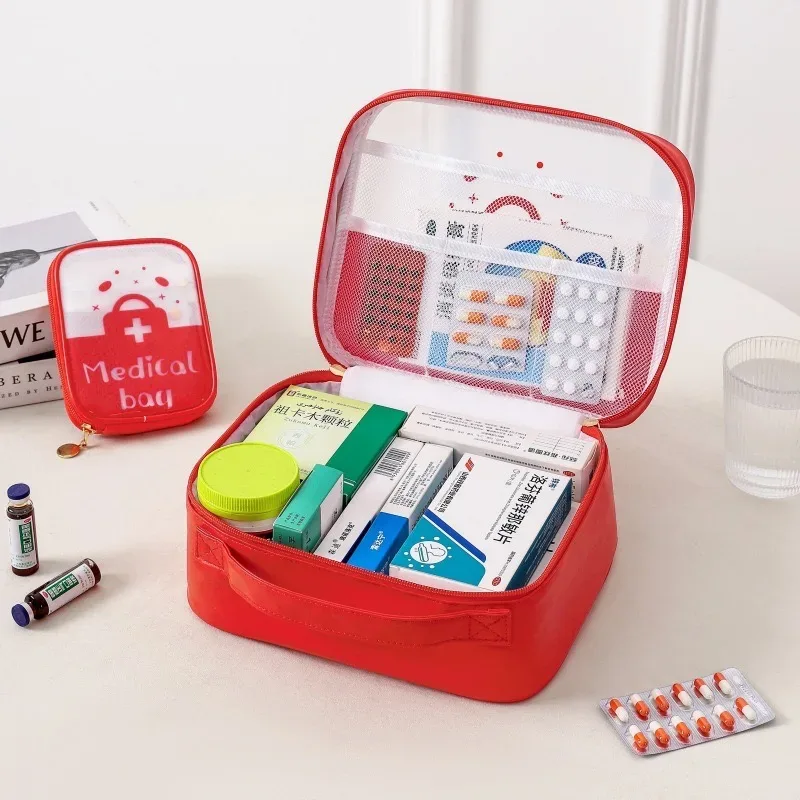 trousse à médicaments transparente et étanche, trousse de premiers soins portable de voyage, sac de rangement de médicaments à domicile, trousse médicale portable de grande capacité