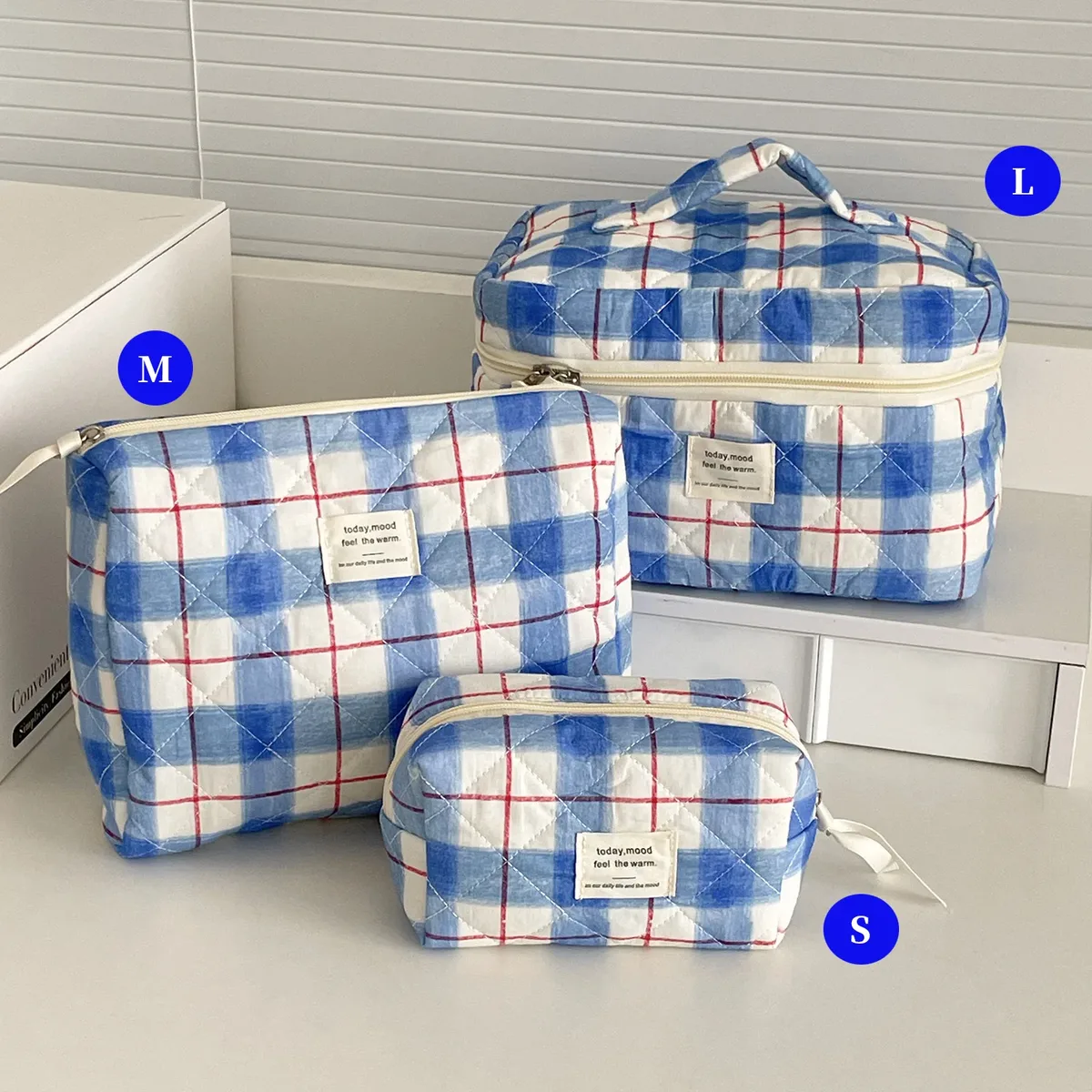 ensemble de trousses de toilette matelassées à fleurs style yt ins, en coton, pour organiser les cosmétiques, sacs de voyage pour articles de toilette, comme cadeau pour filles