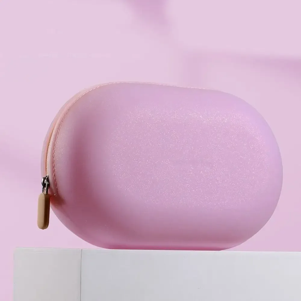 sac à cosmétiques portable en silicone de grande capacité, sac de rangement de voyage étanche à fermeture éclair, porte-monnaie souple anti-poussière, petit article