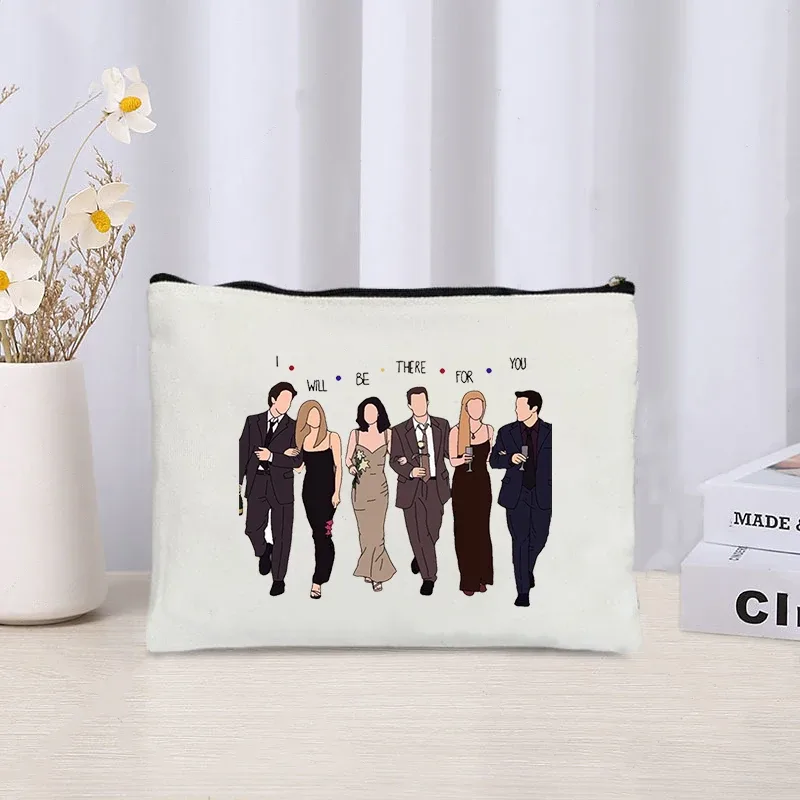 émission de télévision amis voyage organisateur cosmétique kawaii trousse de maquillage pour femmes sac à main écologique toile trousse à crayons maquillage pochette sacs