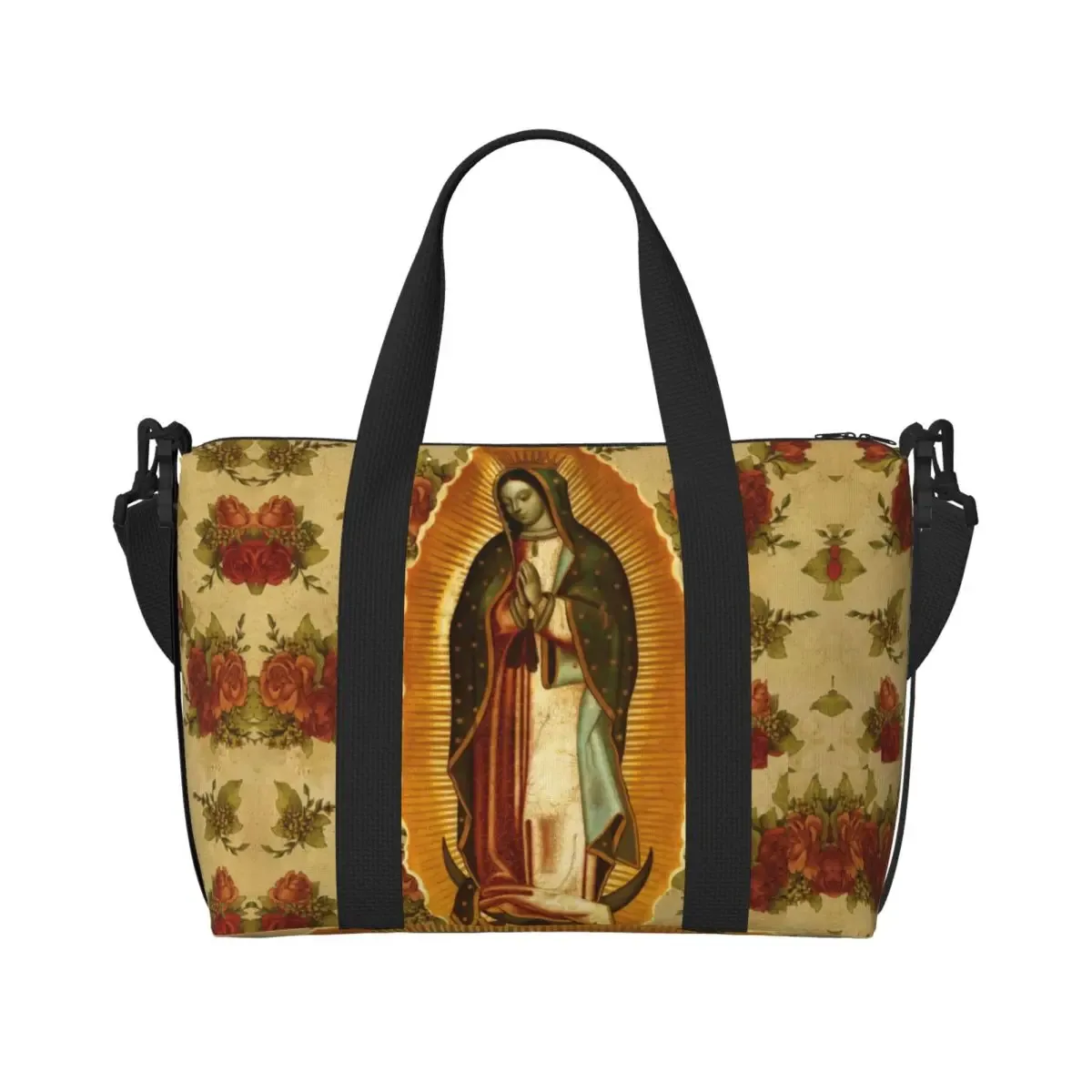 sac fourre-tout personnalisé vierge marie d'élissa upe pour femme, grande capacité, saint catholique du mexique, sacs de voyage pour salle de sport de plage