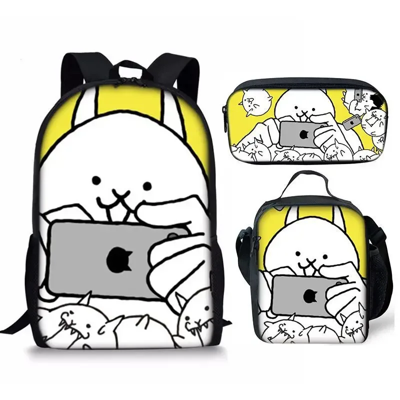 the battle cats – ensemble de trois pièces, sac à dos pour étudiant, sac à stylos, sac de repas, ensemble de trois pièces