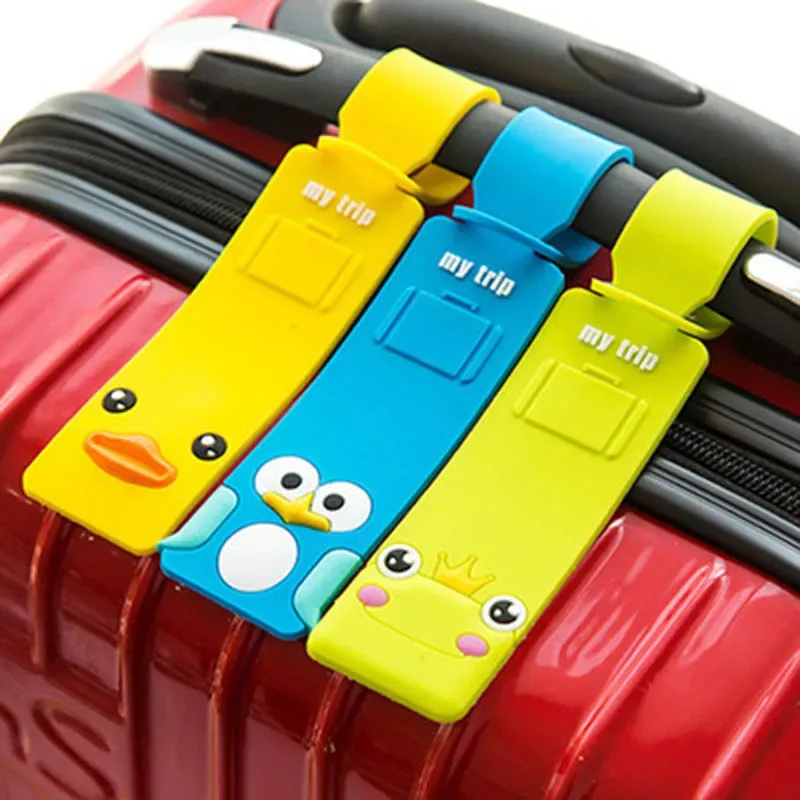 Accessoires de voyage à la mode, bande d'animaux mignons, étiquette de bagage en Silicone, porte-carte d'identité, étiquette d'embarquement pour bagages, étiquette Portable