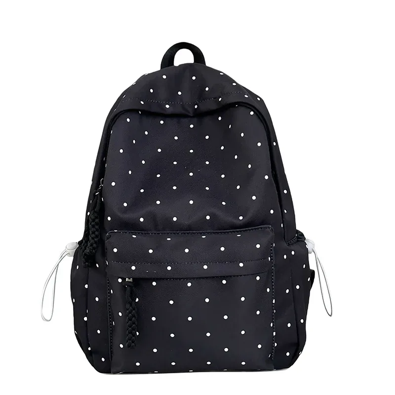 sac à dos scolaire coréen à pois grande capacité, sac à double bandoulière pour collégiens, sac à dos mignon style campus