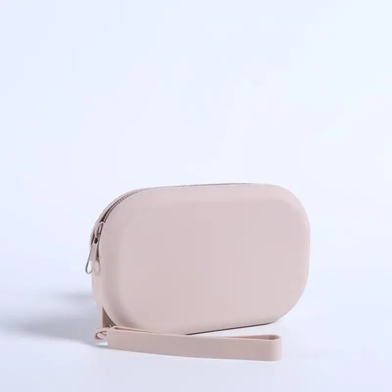 sac à fermeture éclair en silicone lisse, porte-écouteurs, portefeuille, organiseur de cosmétiques, porte-monnaie pour femmes et filles