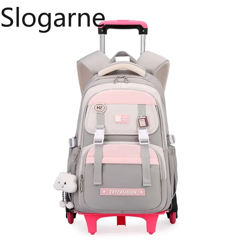sac à dos roulant pour enfants, sac d'école étanche avec roulettes, chariot de collège, sac à dos à roulettes pour femmes