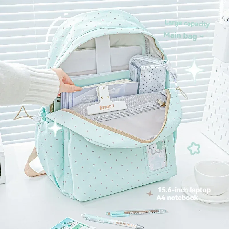sac à dos à cordon de serrage à pois, 1 pièce, avec une valeur esthétique élevée, sac à dos pour étudiants, sac à dos quotidien