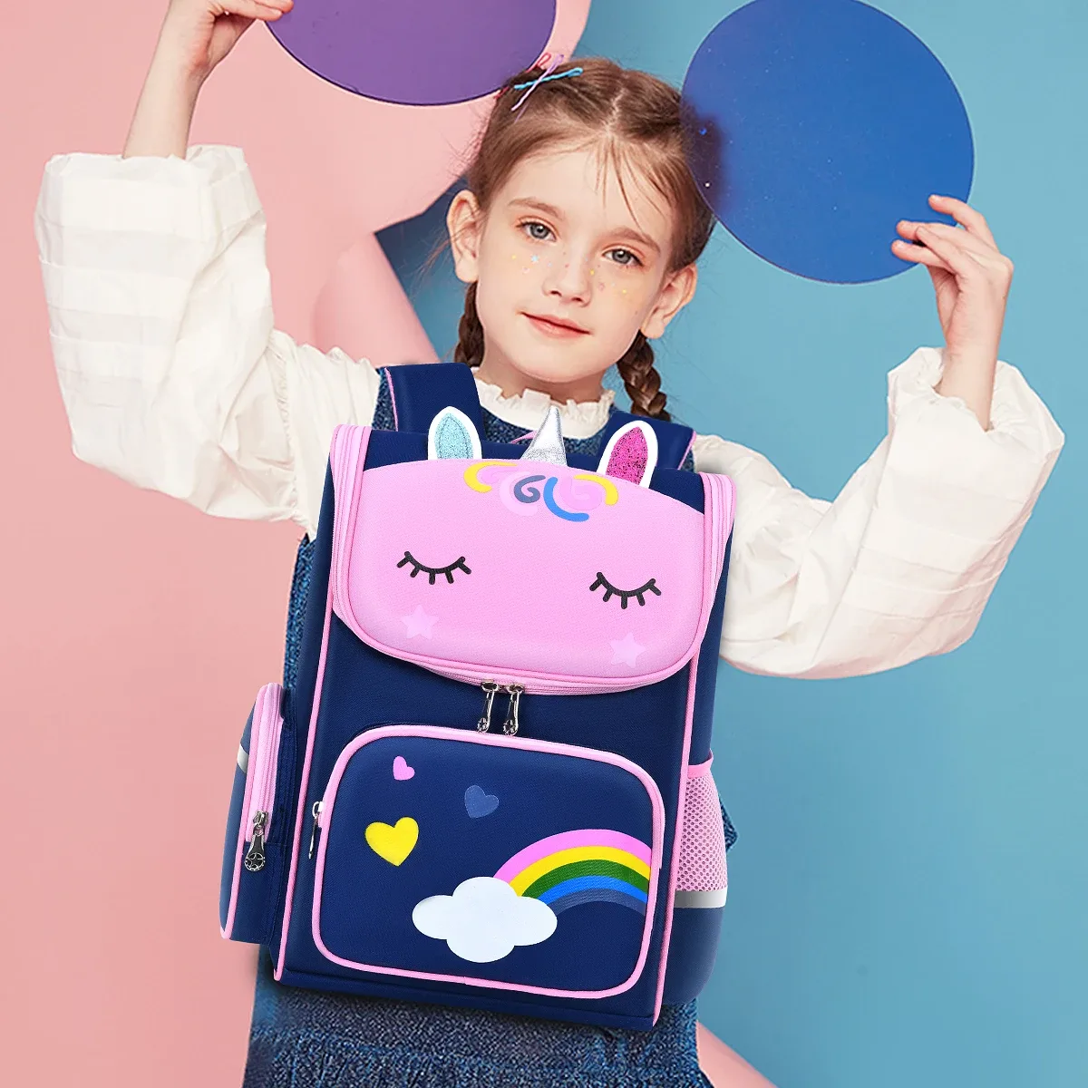 sac à dos pour enfant fille, licorne, sac d'école pour enfants, yeux arc-en-ciel, sac à dos pour adolescente, pour voyager, imperméable, mochilas