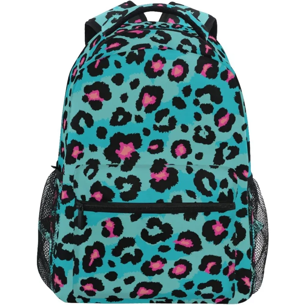 L'école commencez le meilleur vendeur! Sac à dos imprimé léopard bleu, motif animal tendance, sac élégant pour les fans de style audacieux
