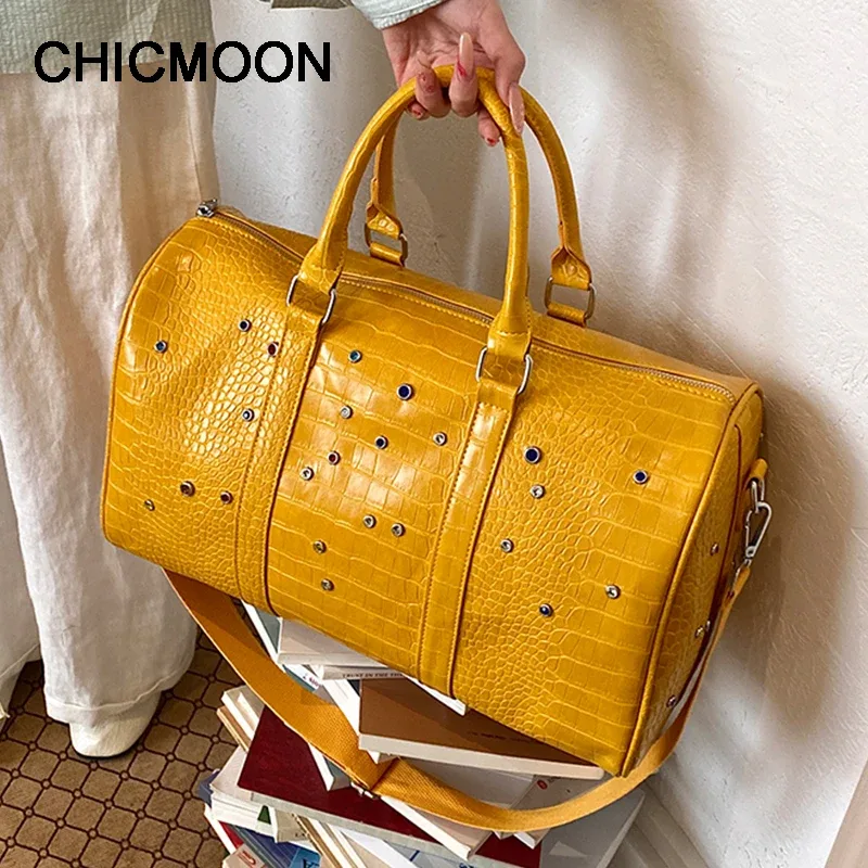 sac à main de voyage en cuir pu de haute qualité shining diamond, grande capacité, pour hommes et femmes, sacs à bandoulière, sacs de shopping
