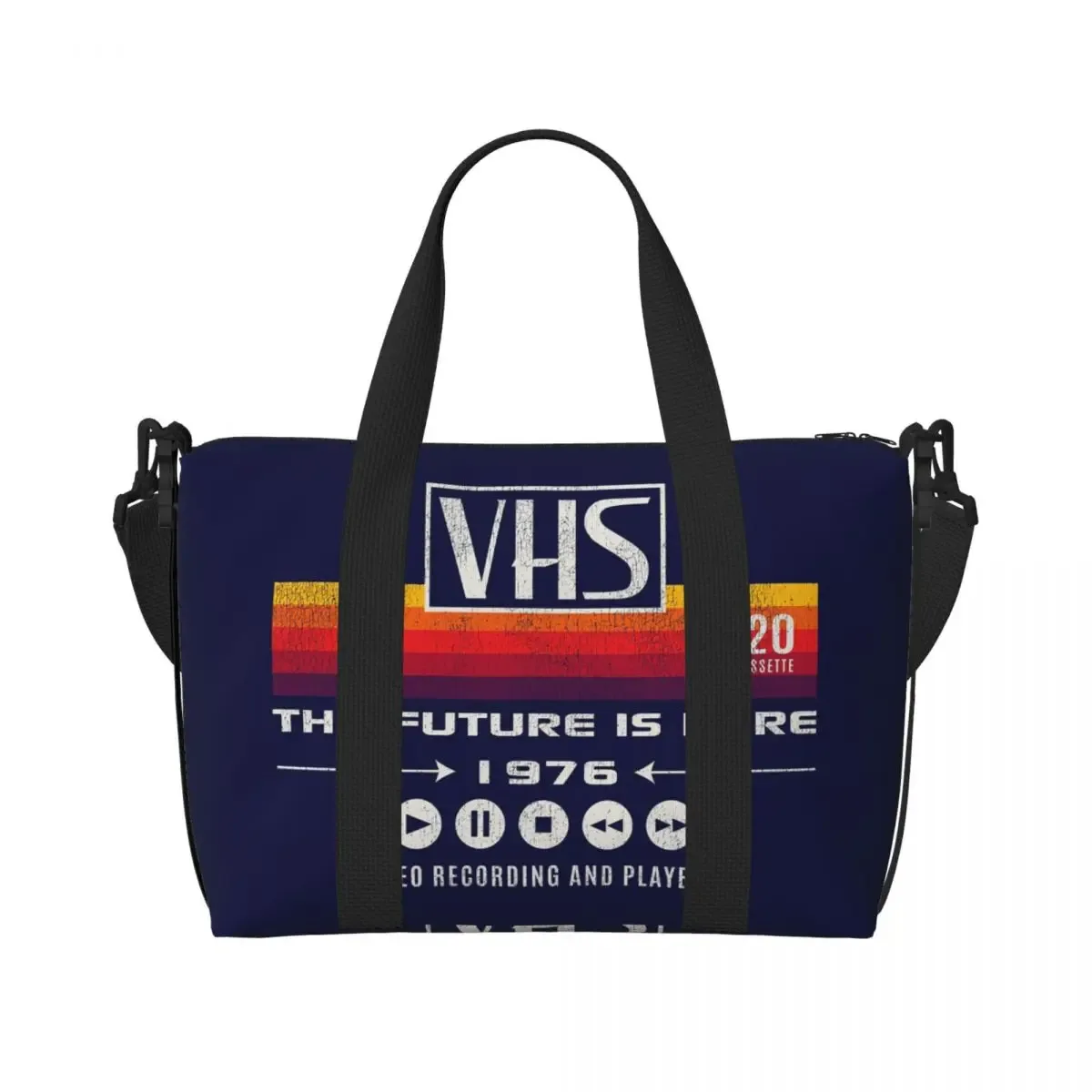 vhs le futur est ici 1976 sac de voyage de plage lts usé sacs fourre-tout de grande capacité pour le sport femmes shopping sac à bandoulière