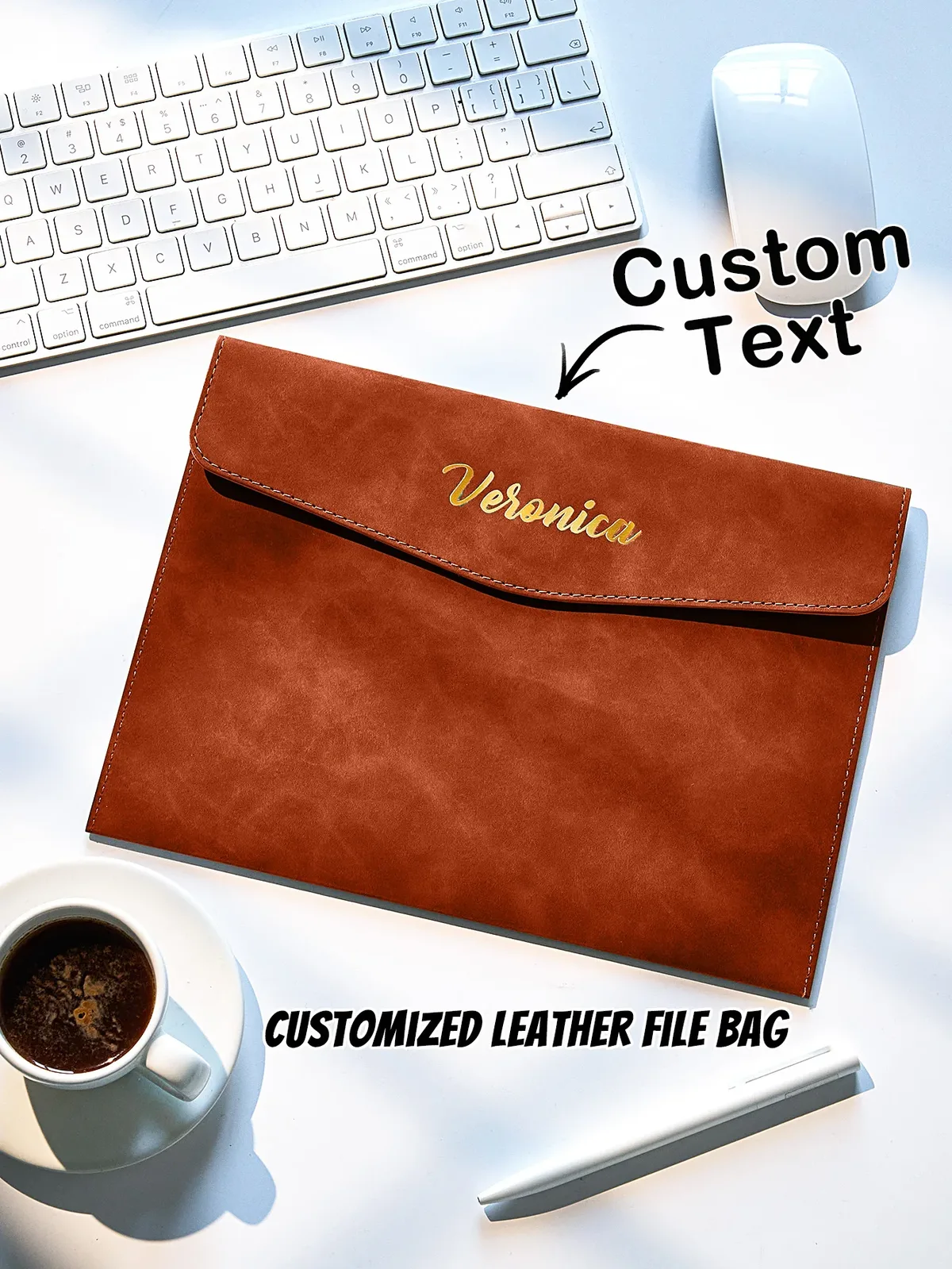 nom personnalisé a4 a5 dossier fermeture magnétique en cuir pu organisateur de bureau sac de documents d'affaires cadeau pour papa maman 6 couleurs