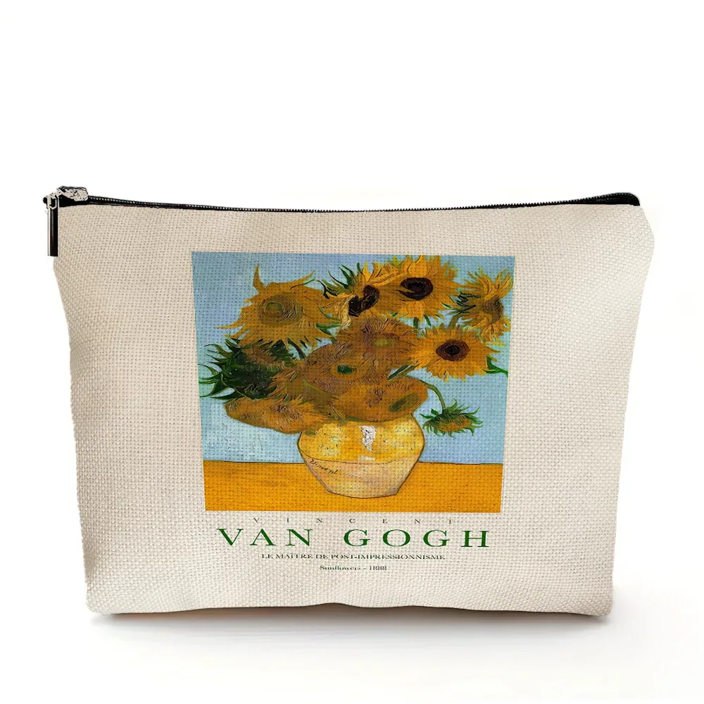 vincent van gogh femmes sac cosmétique nuit étoilée double impression dame sacs de maquillage de mariage fille voyage sac à main organisateur portefeuille