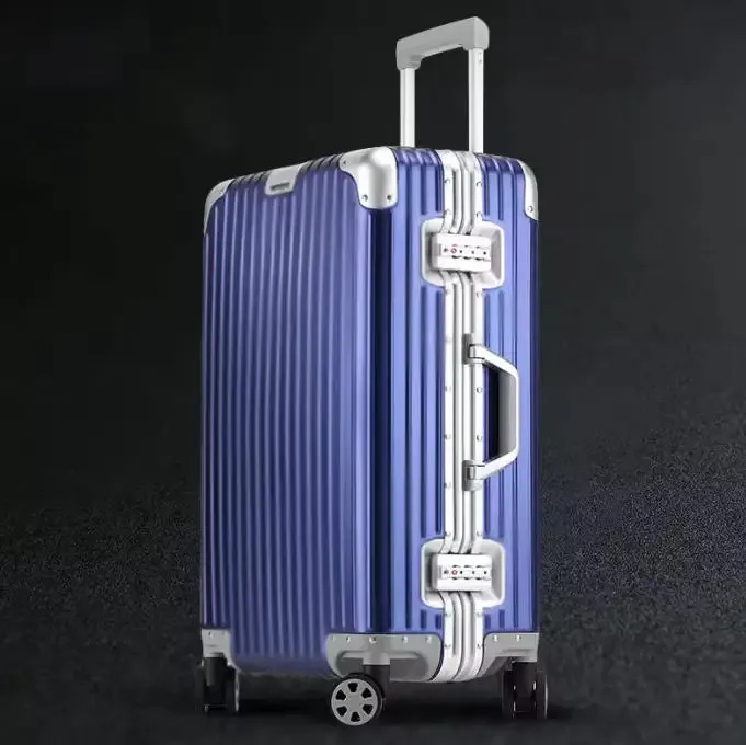 100% valise en aluminium cabine 20/22/24/26/29 pouces alliage de magnésium bagage à main mot de passe boîte tsa serrure métal dur boîtier de chariot