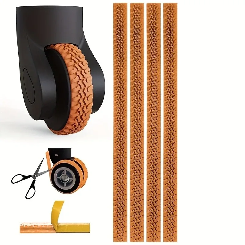 4 pièces de rechange pour roues de chariot, couvre-roues silencieux auto-adhésifs en silicone, anneau de protection en caoutchouc pour roues de valise de voyage