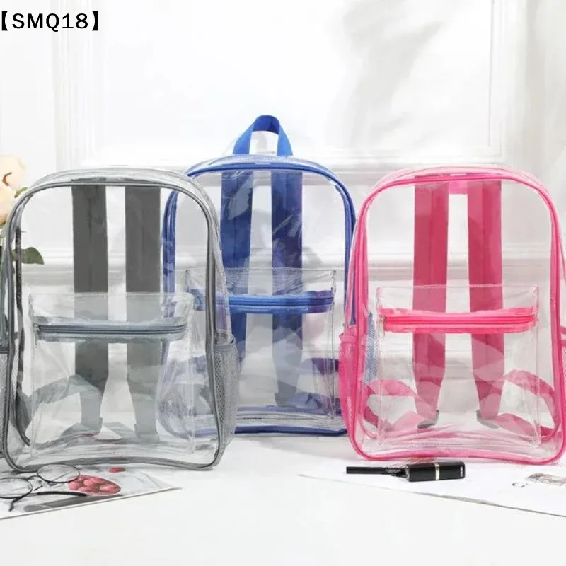 Sac à dos transparent en PVC pour sports de plein air et fitness, sac à dos de voyage décontracté visible, grande capacité, sac à bandoulière étanche【SMQ】