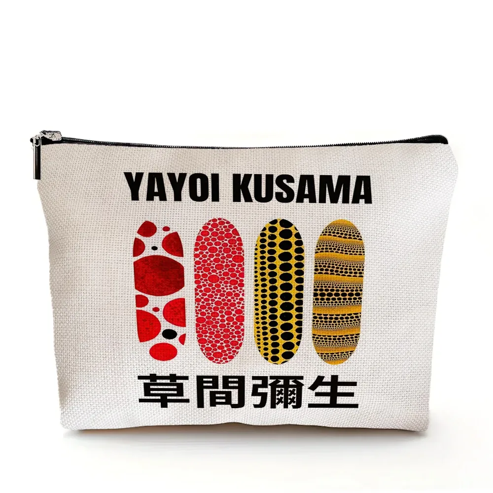yayoi kusama pochette de maquillage japonais pop art à pois art design floral étui à cosmétiques mode dame beauté sac de rangement à la mode