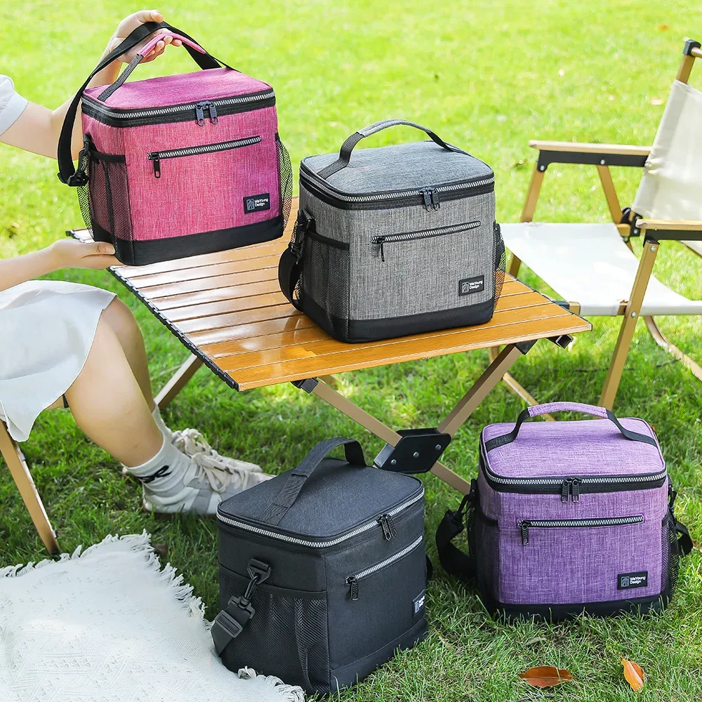 sac d'isolation thermique de grande capacité, sac de rangement de fruits bento pour les déplacements au bureau en plein air, sac isotherme thermique pour boissons et boissons